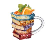 Tasse à café en verre coloré en forme de livre de 350 ml, tasses à café de vacances | Pour pique-nique, pêche, feu de camp, thé, randonnée, aventure, jeux, fête à la maison, whisky