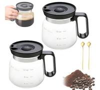 Tasse à café en verre de 16 oz avec couvercle - Style de café, tasse de sécurité micro-ondes avec poignée confortable, grande capacité à la chaleur, café, thé, chocolat chaud, boissons glacées 2PCS