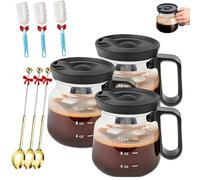 Tasse à Café En Verre De 47 Cl - Style Cafetière, Nouvelle Tasse à Café Grande Capacité 2025, Mini Tasse à Café Avec Couvercle De Voyage à Paille Pour Thés Chauds, Chocolat Chaud(3pcs)