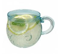 Tasse à café en verre de mer, motif vague de verre de plage, mug sunset texturé, design côtier avec anse, parfait pour amoureux de l'océan, idéal pour le café, le thé, le vin, le jus