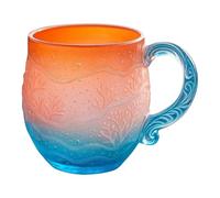 Tasse à café en verre de mer, motif vague de verre de plage, mug sunset texturé, design côtier avec anse, parfait pour amoureux de l'océan, idéal pour le café, le thé, le vin, le jus