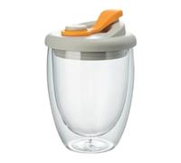 Tasse à café en verre double paroi - Tasse à bière isolée de 350 ml, verre borosilicate résistant à la chaleur, membre résistant aux fuites | Tasse de voyage pour boissons chaudes et froides, thé, jus