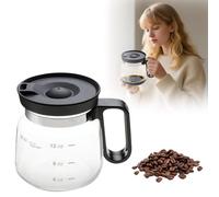 Tasse à café en verre en forme de cafetière, capacité de 473 ml, tasse à café résistante à la chaleur avec poignée ergonomique et couvercle de voyage de type paille (noir)