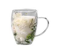 Tasse à café en verre floral - Tasse thermique 350 ml, décor de fleurs séchées fabriquées à la main, verre à boire transparent résistant à la chaleur, ustensiles de cuisine modernes et légers | Belle