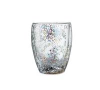 Tasse à café en verre isotherme double couche avec paillettes épaisses, motif ciel étoilé, mignon et créatif, tasse à café en verre transparent, 350 ml, style haut - paillettes couleur aléatoire