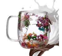 Tasse à café en verre séché - Tasse à café en verre à double paroi | Tasse à café floral séchée | Verres à boisson Gels pour thé, cappuccino, boisson froide | Cipies GLEs Ta