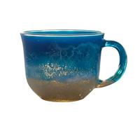 Tasse à café en verre, tasse au motif océan avec poignée, peut être utilisée comme verre à jus, convient aux cuisines, restaurants, cafés, pour les boissons, pour le café chaud, le thé, le lait, l'eau