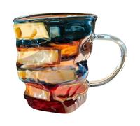 Tasse à café en verre - Tasse en verre avec livres peints en 3D, tasses élégantes | Statue de collection pour amateurs de littérature, verres fantaisie pour dortoir, école, voyage, maison, thé, lait