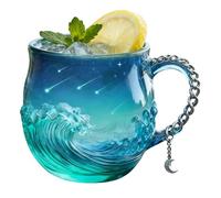 Tasse À Café En Verre Vague - 414 ml Conteneur de Boisson Soufflé à la Main,Tasse À Boisson Pour Amoureux De | Pour Café Chaud Cuisine Salon Restaurant Hôtel Artistes Collectionneurs Enseignants