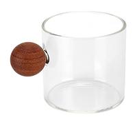 Tasse à café en verre, verres à boire de 120 ml avec poignée, tasses en verre à haute teneur en borosilicate, tasse à café, tasse à café en verre avec poignée boule en bois pour fête(dégager)