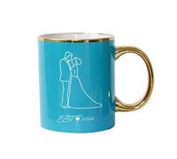 Tasse à café « Engaged », cadeau de fiançailles pour couples, tasse en céramique gravée au laser, poignée et bord dorés, souvenir EST 2026 pour future mariée et fiancée, fête prénuptiale, 355 ml