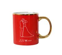 Tasse à café « Engaged », cadeau de fiançailles pour couples, tasse en céramique gravée au laser, poignée et bord dorés, souvenir EST 2026 pour future mariée et fiancée, fête prénuptiale, 355 ml