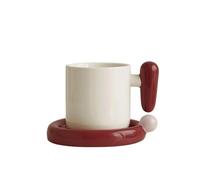 Tasse à café Ensemble tasse et plat rouge, tasse à café en céramique en lot de 1, capacité de 13,53 oz for la maison ou les tasses d'appariement des meilleurs amis Tasses