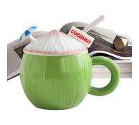 Tasse à café esthétique - Tasse avec couvercle en paille en céramique, verres amusants et mignons, gobelet de table décoratif | Accessoire de boisson tendance pour femme, cuisine à domicile, bureau, a