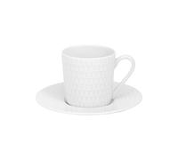 Tasse à café et sa sous-tasse Nymphea 12 cl (lot de 6) - Table Passion - Blanc - Porcelaine Blanc G
