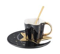 Tasse à café et Soucoupe en céramique de Style Nordique en Forme d'étoile et de Lune, Ensemble créatif pour Le thé de l'après-midi, Tasse à Eau (C)