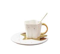 Tasse à café et Soucoupe en céramique de Style Nordique en Forme d'étoile et de Lune, Ensemble créatif pour Le thé de l'après-midi, Tasse à Eau (C)