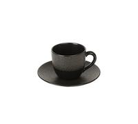 Tasse à café et sous-tasse Vésuvio noir 12 cl (lot de 6) - Table Passion