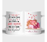 Tasse à Café et Thé Je T'aime - Cadeau Original Couple Ami Femme Fiancé Homme Mari Copain Copine Pour l'Anniversaire Noël Saint Valentin - Mug Personnalisé Prénom et Cheveux