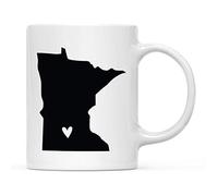 Tasse A Cafe État avec un cœur graphique Minnesota États-Unis Tasse à cafe | Maitresse Lot de 2-330ml Durable Tasses A Cafe Humour Mugs Beau Pere Fans