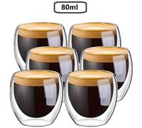 Tasse à café/Expresso/Espresso en Verre - MTEVOTX - Set-Tasses à café Double paroi - 80ml - Transparent - Blanc