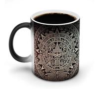 Tasse à café fantaisie en céramique avec calendrier maya « End of the World » - Tasse à café en verre changeant de chaleur - Tasse à thé fantaisie personnalisée - 325 ml - Pour boissons chaudes et