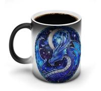 Tasse à café fantaisie en céramique avec motif dragon bleu changeant de couleur, en verre teinté, changeant de couleur à la chaleur, tasse à thé fantaisie, tasse à eau amusante pour la maison et le bu