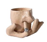 Tasse à café fantaisie en céramique avec plaque et anneau porte-bague, tasse créative en céramique faite à la main pour la maison, le bureau, cadeau amusant unique pour homme et femme