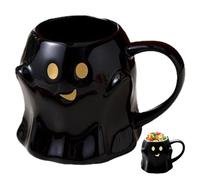 Tasse à café fantôme 440 ml en céramique avec poignée pour enfants et adultes Noir