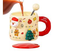Tasse à café festive - Tasse en céramique de Noël, Tasse à café de vacances | Tasse à café de Noël en céramique, 400 ml, tasse de Noël avec couvercle pour collègues, amis, anniversaire