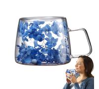Tasse à Café Florale - Verre Transparent, 200 ml | Tasse à Fleurs Sèches, Poignée Confortable, Isolation Double Paroi, Créative et Originale, Idéale pour Latte, Cappuccino, Jus de Fruits, Cadeau