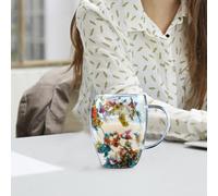 Tasse à café Flower In Glass - Tasse thermique isolée de 300 ml, articles pour boissons chaudes avec poignée ergonomique, botanique préservée | Céramique à thé élégante pour un usage domestique au