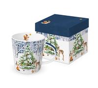 Tasse à café Forêt d'hiver avec boîte cadeau, tasse animaux, coffret cadeau de Noël