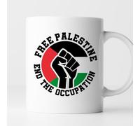 Tasse à café « Free Palestine End The Occupation » de 325 ml, tasse cadeau palestinienne, support avec tasse palestinienne, cadeau de supporter de la Palestine, tasse en céramique brillante pour