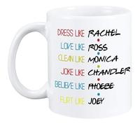 Tasse à café Friends de 325 ml, tasse à thé fantaisie en céramique, cadeau amusant pour femme, robe comme Rachel, Love Like Ross, Believe Like Phoebe et mots malédiction, idée cadeau pour la famille