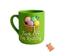 Tasse à café Fuck off I'm Knitting, tasse à café sarcastique pour les amateurs de fil, amusante en céramique verte au crochet, cadeau humoristique pour les crocheteurs et les tricoteuses (1PCS)