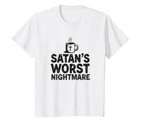 Tasse à café Funny Christians: Le Mot de Satan Nightmare T-Shirt, Enfant, Blanc, 12 Ans