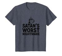 Tasse à café Funny Christians: Le Mot de Satan Nightmare T-Shirt, Enfant, Bleu Chiné, 12 Ans