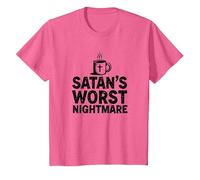 Tasse à café Funny Christians: Le Mot de Satan Nightmare T-Shirt, Enfant, Rose chiné, 4 Ans