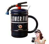 Tasse à café Generic en céramique de 480 ml avec cuillère et couvercle amusants | Idée cadeau créative de pompier, tasse d'eau fantaisie pour adultes et enfant, parfaite pour les cadeaux