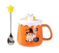 Tasse à café Ghost créative | Tasse à lait en céramique d'Halloween avec couvercle et cuillère, Home Home Kitchen Drinkware | Coupe de thé au chocolat chaud multifonctionnelle, cadeau de Noël pour