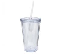 Tasse à café glacé avec couvercle et paille - Tasse à smoothie - 350/450/650 ml - Bouteille d'eau en plastique transparent à double couche pour la maison et l'extérieur (450 ml)