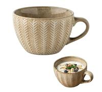 Tasse à café Grande - 400 ml - En céramique - Avec anse - Bol à café - XXL - Pour cappuccino, ramen (jaune clair)