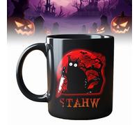 Tasse à café Halloween Midnight Mystery Black Cat personnalisée, tasse en céramique avec motif chat noir mignon pour Halloween, tasse de décoration gothique d'Halloween (C)