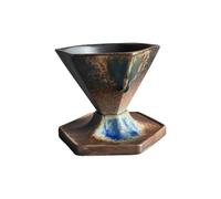 Tasse à café hexagonale ancienne encouragée avec construction esthétique en faïence, exemple pour boissons chaudes, puddings et plateau contemporain multi-usage en verre céramique