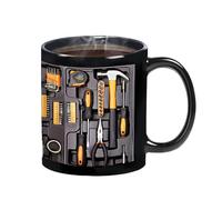 Tasse à café humoristique avec boîte à outils pour mécanicien, tasse à outils noire, tasse à café en céramique de 325 ml, pour ingénieur de sport automobile, lui, papa pour anniversaire