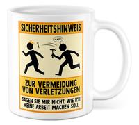Tasse à café humoristique avec inscription en allemand « Sicherheitshinweis - Sagen Sie mir nicht, wie ich meine Arbeit machen soll» - Tasse à café 330 ml en céramique - Humour Sarcasme Ironie Travail