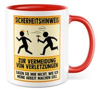 Tasse à café humoristique avec inscription en allemand « Sicherheitshinweis - Sagen Sie mir nicht, wie ich meine Arbeit machen soll» - Tasse à café 330 ml en céramique - Humour Sarcasme Ironie Travail