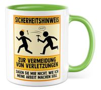 Tasse à café humoristique avec inscription en allemand « Sicherheitshinweis - Sagen Sie mir nicht, wie ich meine Arbeit machen soll» - Tasse à café 330 ml en céramique - Humour Sarcasme Ironie Travail