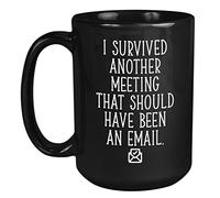 Tasse à café humoristique avec inscription « I Survived Another Meeting That Should Have Been An Email » - Noir - 445 ml